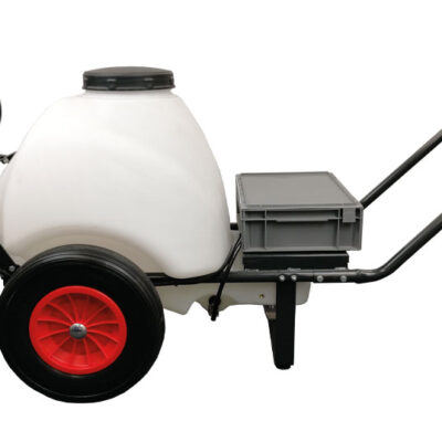 120 liter LowPressureWash kruiwagen op batterij met chemisch bestendige pomp en slanghaspel
